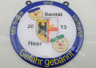 Médaille d'impression d'écran en soie de Sanitat Karneval d'acier inoxydable par le côté de Gefahr Gebannt, plat ou double