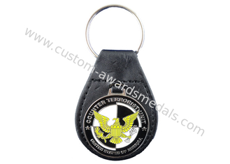 Cuir promotionnel Keychain, Keychains en cuir personnalisé d'Eagle de cadeau avec le nickelage