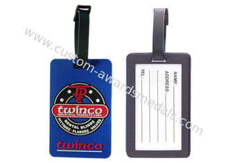 Étiquette molle promotionnelle faite sur commande de bagage de PVC de Twinco, étiquettes personnalisées de bagage