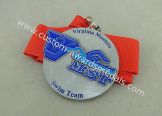 Les médailles en alliage de zinc de rubans de récompense de natation, meurent les médailles personnalisées par ruban embouties
