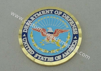 Pièces de monnaie personnalisées par Département de la Défense avec l'emballage de boîte et le bord de coupe de diamant