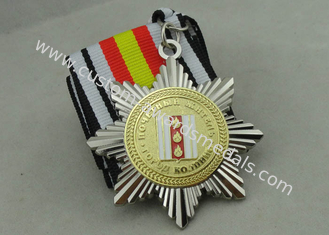 Deux tons plaquant des médailles de ruban pour les militaires de la Russie, 3D en alliage de zinc avec l'émail mol