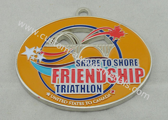 Nickelage synthétique de médaille d'amitié 2,5 pouces pour le triathlon des Etats-Unis