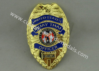 Le souvenir en alliage de zinc thaïlandais de la coutume USMTA Muay Badges l'émail mol de 3,5 pouces