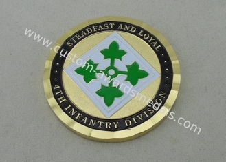 4ème Pièce de monnaie en laiton d'armée de pièces de monnaie faites sur commande de Division d'infanterie 2,0 pouces avec de l'or