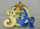 2D ou médaille de carnaval de 3D CY par en alliage de zinc avec l'émail mol, placage à l'or, arrière plat