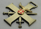 Insignes en alliage de zinc de souvenir d'épée de croix en métal avec le placage à l'or antique, deux morceaux combinés