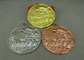 Les médailles adaptées aux besoins du client en alliage de zinc de ruban, 3D folâtre les médailles courantes avec le placage à l'or