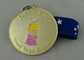 Médaille d'émail d'événements de rage de route de placage à l'or avec le ruban pour la réunion de sport