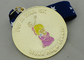Médaille d'émail d'événements de rage de route de placage à l'or avec le ruban pour la réunion de sport