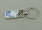 1,5 pouces Keychains de publicité en alliage de zinc avec le morceau de porcelaine inséré
