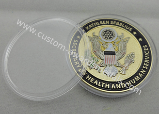 Le placage à l'or en alliage de zinc/étain/santé américaine en laiton et service humain a personnalisé des pièces de monnaie