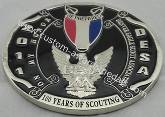 2D ou insigne de 3D BSA, le souvenir en alliage de zinc Badges avec l'électrodéposition argentée, velours d'arrière