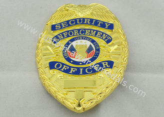 insignes de souvenir de police de 80mm, en alliage de zinc avec le Pin de broche de placage à l'or de l'arrière