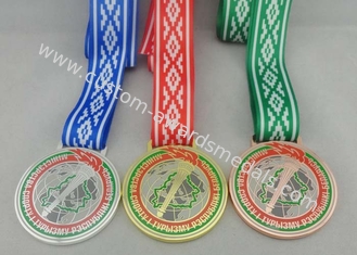 Cuivrage de médailles de ruban de triathlon de chasse à oeufs, impression polychrome
