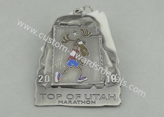Médailles de ruban de triathlon de lac Arcada, demi médaille de marathon avec le ruban court