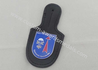 Insigne de poche de cuir de Kommando et Keychains en cuir personnalisé avec le nickelage