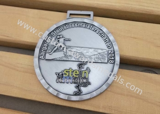 Médaille molle ronde en métal de course de boxe d'or de l'émail 3D avec le cou pour les cadeaux promotionnels