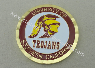 Pièces de monnaie personnalisées embouties par laiton d'Université de Californie du Sud avec le bord de coupe de diamant