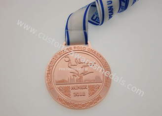 Médailles courantes de course d'émail mol, ruban fait sur commande de cou de médailles de la course 5K