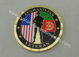 Pièces de monnaie personnalisées par vétéran de l'Afghanistan embouties par laiton avec le placage à l'or d'emballage et de boîte
