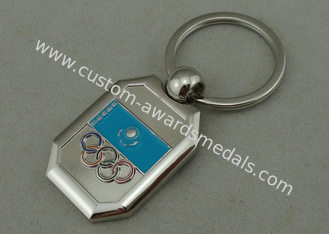 Keychain de publicité olympique en alliage de zinc moulage mécanique sous pression avec l'électrodéposition argentée